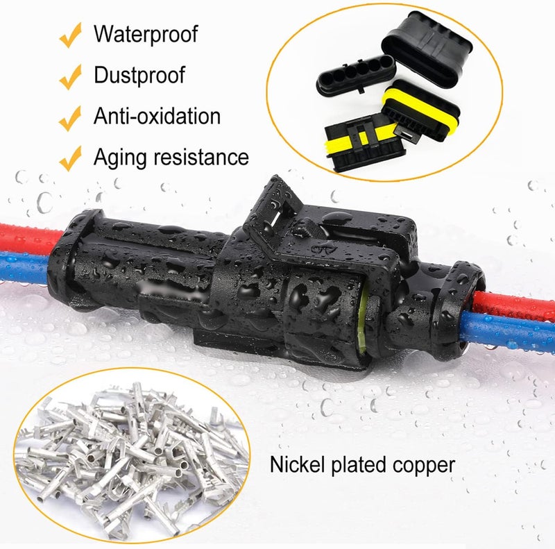 Twippo 25 Kit 2 Pin Connector Automotive Waterproof Connectors 2 Wire Connectors Electrical Connector Two Pin Connector Quick Disconnect Plug Kit 22-16 AWG - Image 3